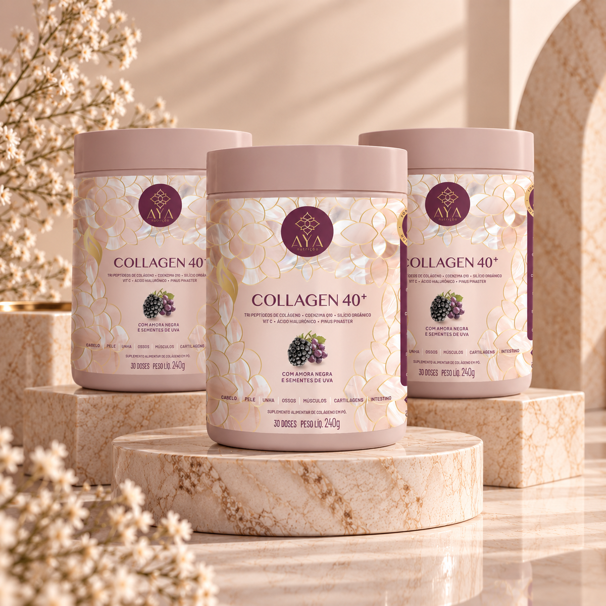 Kit 3 potes Collagen 40+